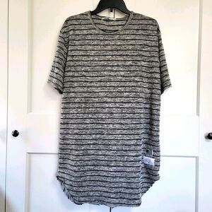 Reason brand striped raw hem and neck top